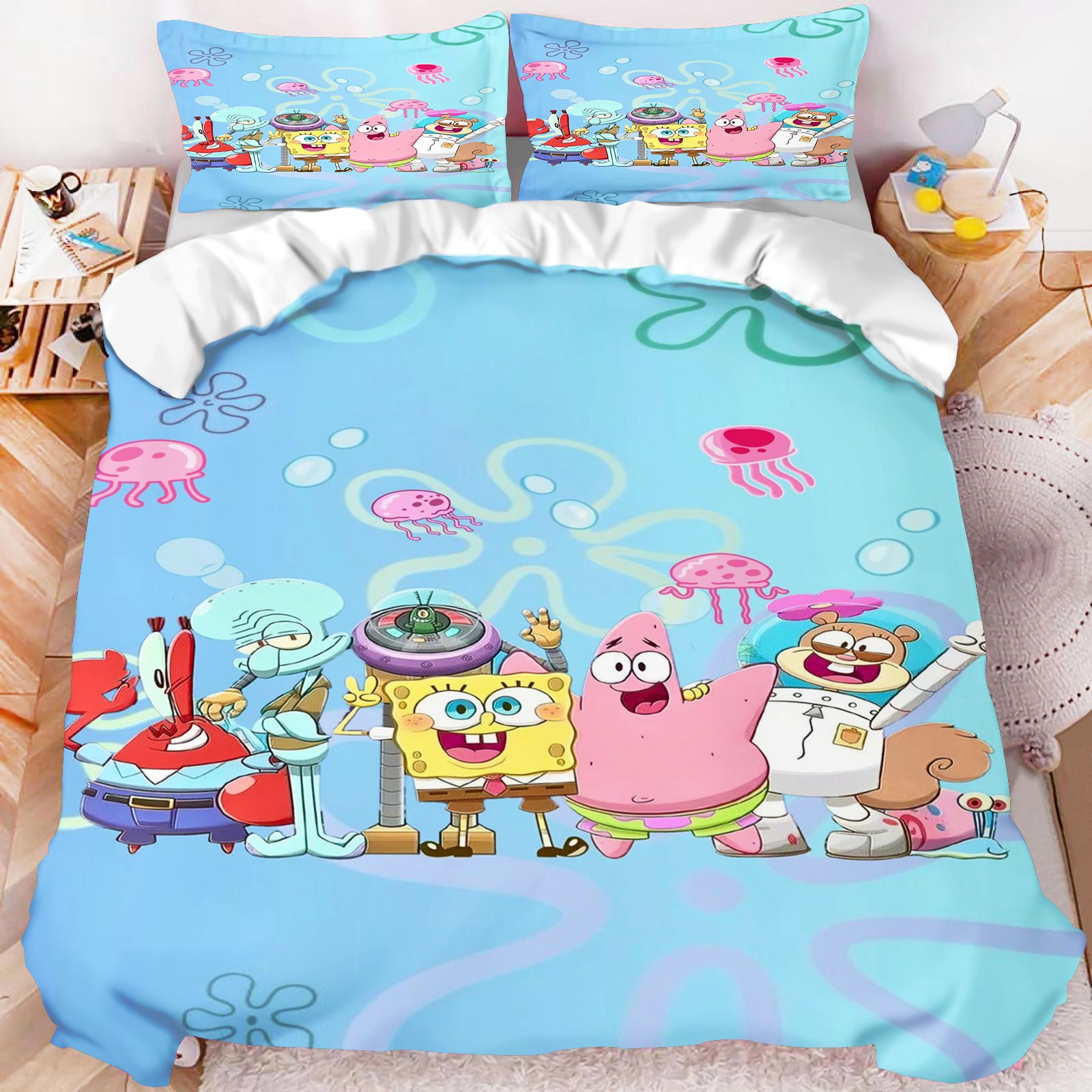 Linen Duvet Cover - SpongeBob SquarePants All Characters Bedding Set