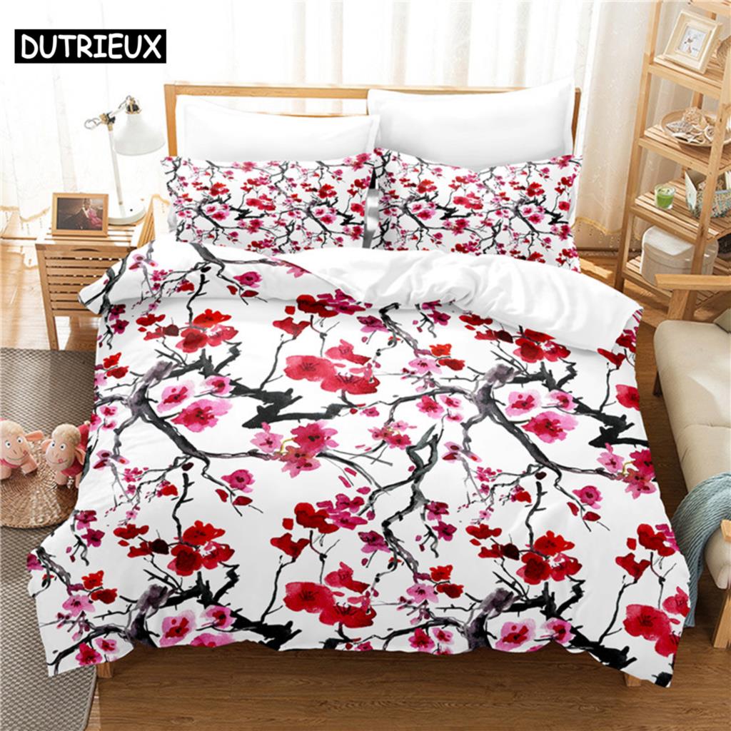 Linen Duvet Cover - Floral Bedding Set Duvet Cover Set