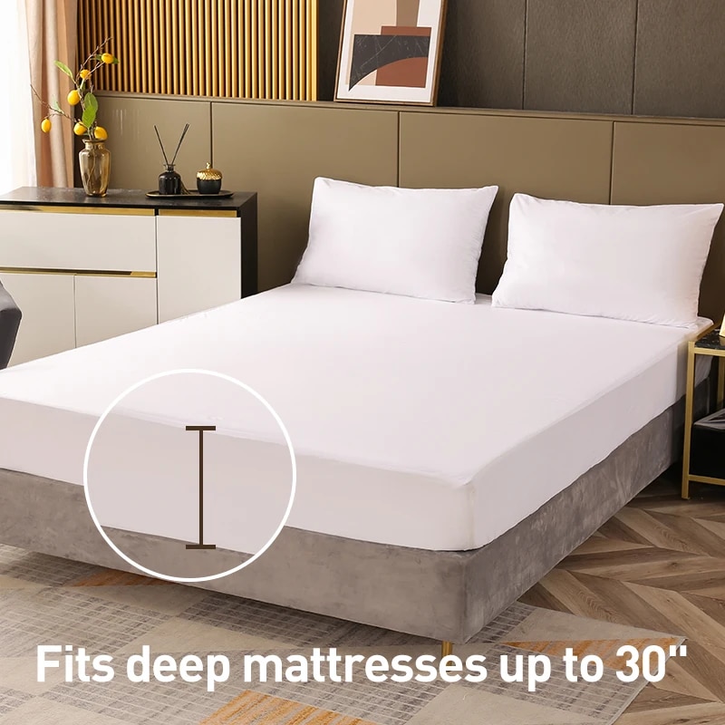 Mattress Pad Topper - Waterproof Mattress Protector, Breathable Noiseless Mattress