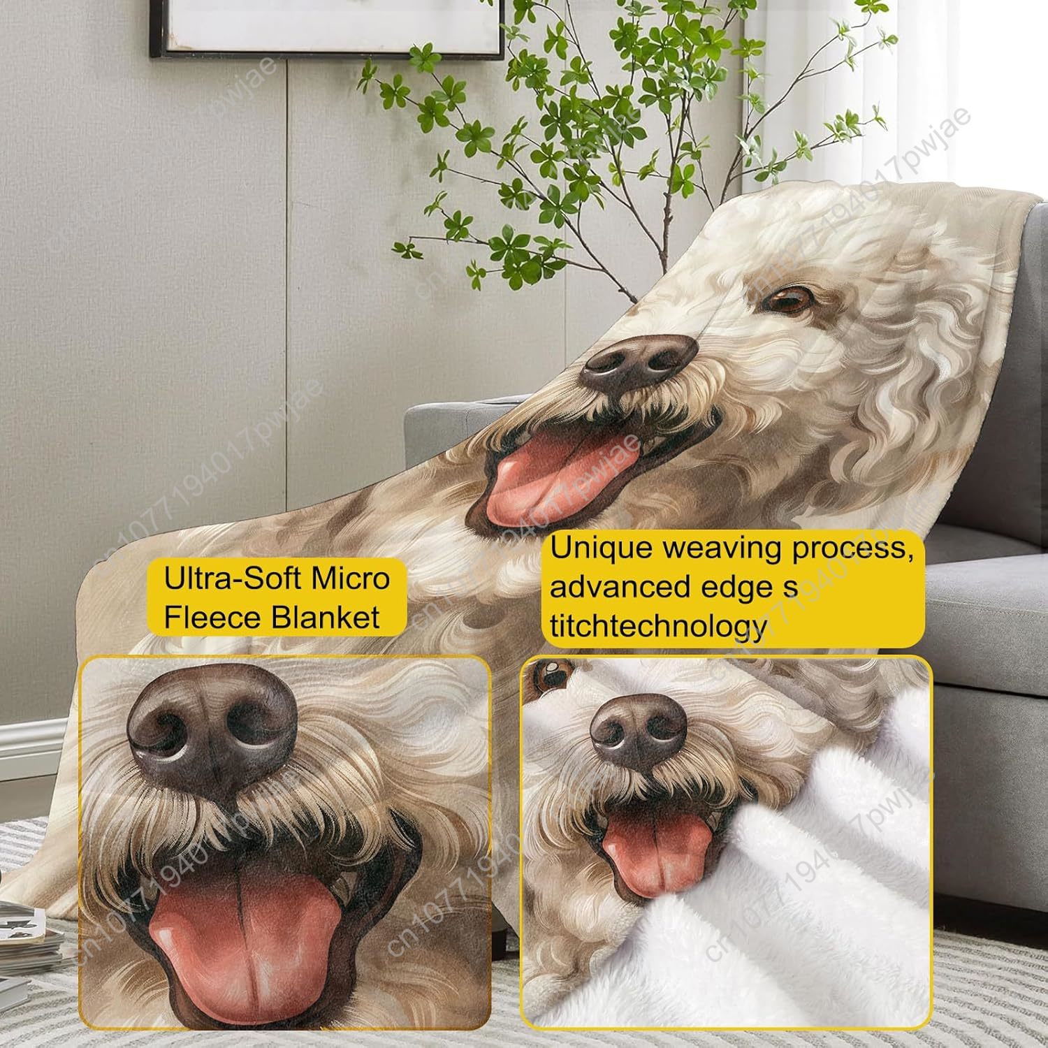 Joyful Poodle Portrait Blanket - огляд і ціна Home Textiles Designer